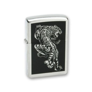 Зажигалка бензиновая под Zippo "Тигр" чёрно-белая