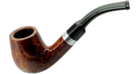 Трубка курительная Pipe № 12 изогнутая, охладитель 6мм, темная, чехол