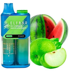 Одноразовый POD Elf Bar BC15000 PRO - Кислое Яблоко Арбуз