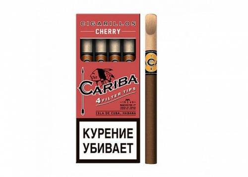 Сигариллы с/ф Cariba (деревянный мундштук) 4шт - Cherry